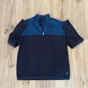 Calvin Klein Sweater Men's Medium Navy Blue/Blue 1/4 Zip Pullover Ribbed Preppy